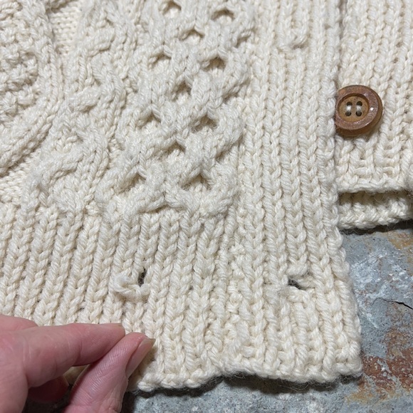 Vintage Handmade Cable Knit Wool Fisherman Sweater - Picture 9 of 13